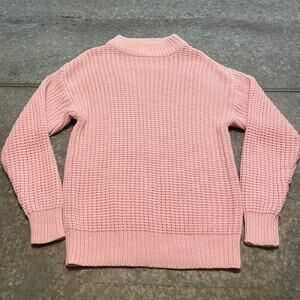 Vintage Circuit Mock Neck Chunky Knit Pink Sweater Womens Medium 80s 90s Mom